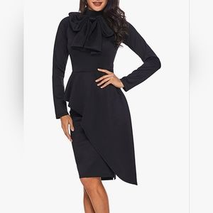 Long Sleeve Formal Peplum Evening Dress
